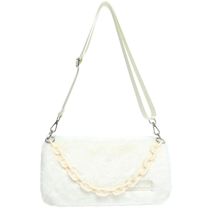 VIA ROMA Pluche tas Dames herfst/winter Koreaanse bonttas Dames ketting crossbody tas beige