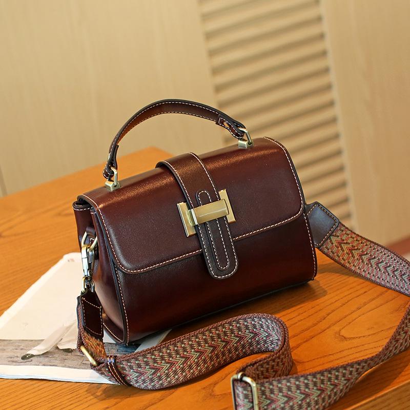 VantaGoods 2024 Herfst/Winter Retro Mode Dames Echt Leren Schoudertas - Veelzijdige Kleine Vierkante Messenger Handtas
