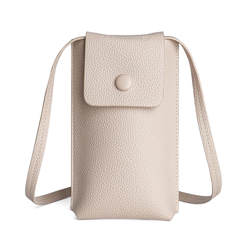 VantaGoods Slijtvaste PU leren mini crossbody telefoontas voor dames met gesp, editie 2023 crème/wit