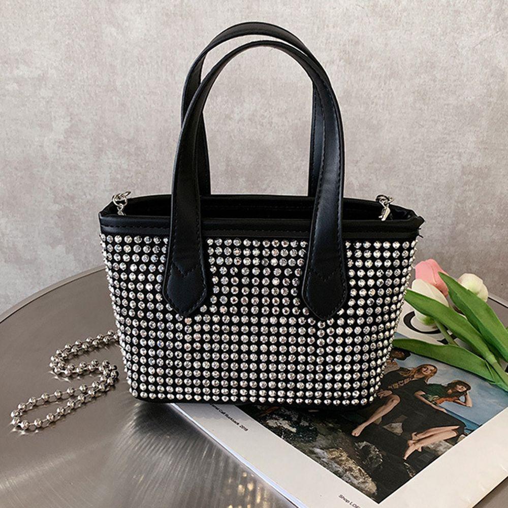 Your favorite bag Vrouwen Luxe Designer Handtas Keten Emmer Tas Schoudertas Messenger Bag 2022 Zomer PU Leer Diamant Ingelegd Crossbody Tassen zilver