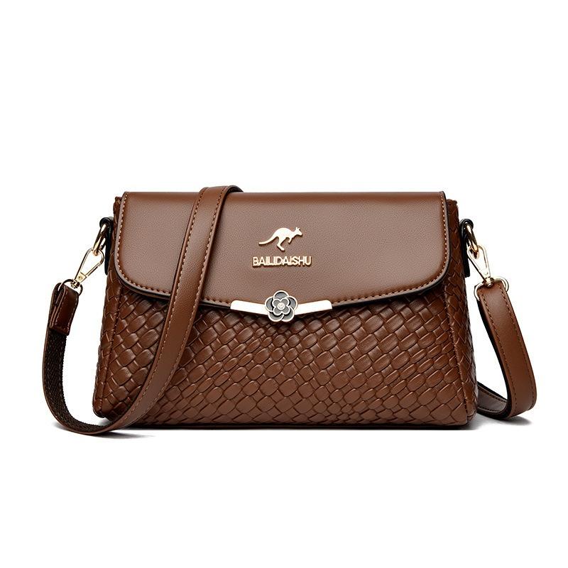 VIA ROMA Geweven tas Damestas Schouderriem Schoudertas Nieuwe moedertas Crossbodytas voor dames One Size donkerbruine kleur