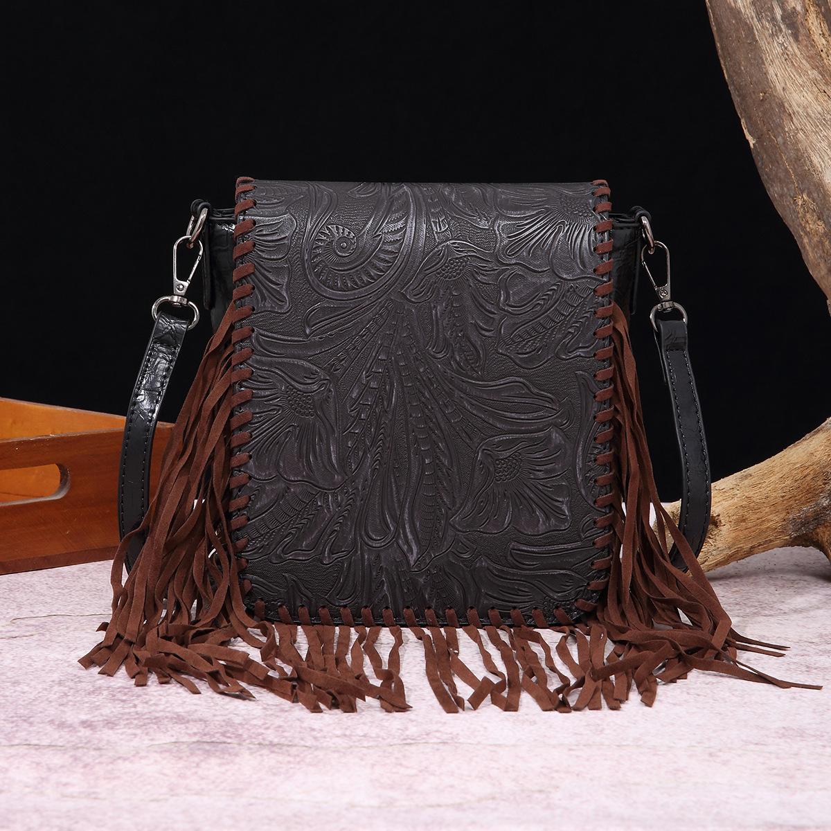 VIA ROMA Vintage Print Boho Stijl Carving Enkele Schouder Crossbody Tas voor Vrouwen One Size