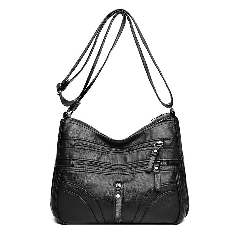 Kuluosidi Vrouwen Multi-Pocket Tas Grote Capaciteit Pu Kleine Vierkante Tas Crossbody Tas Middelbare Leeftijd Moeder Schoudertas zwart