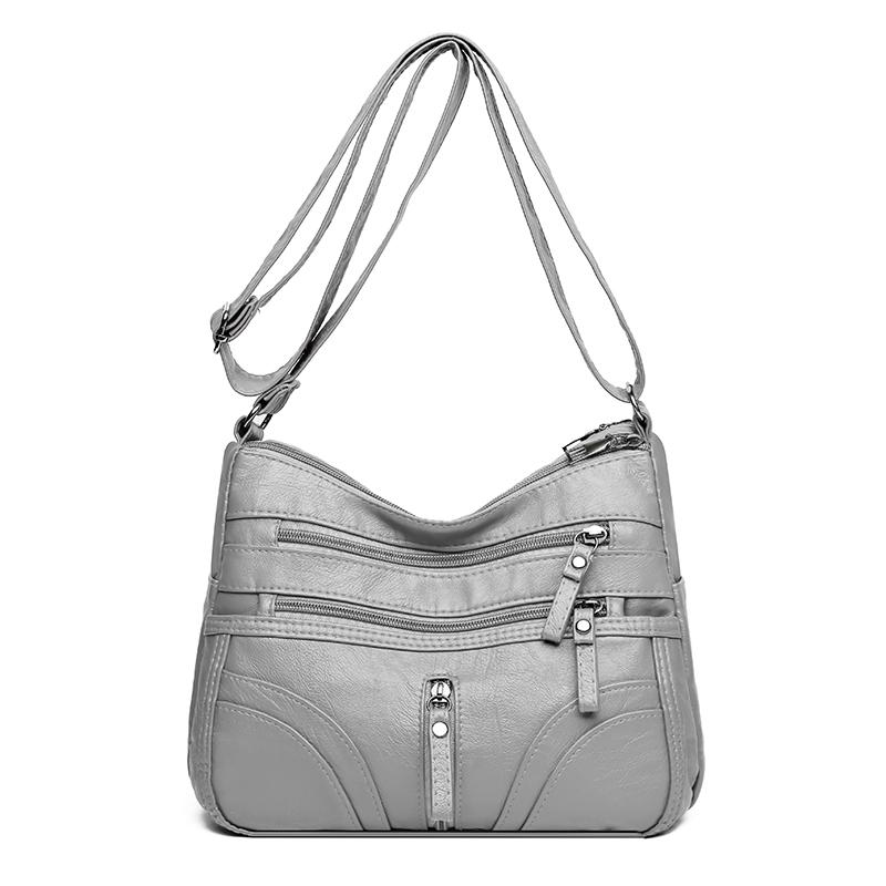 Kuluosidi Vrouwen Multi-Pocket Tas Grote Capaciteit Pu Kleine Vierkante Tas Crossbody Tas Middelbare Leeftijd Moeder Schoudertas grijs