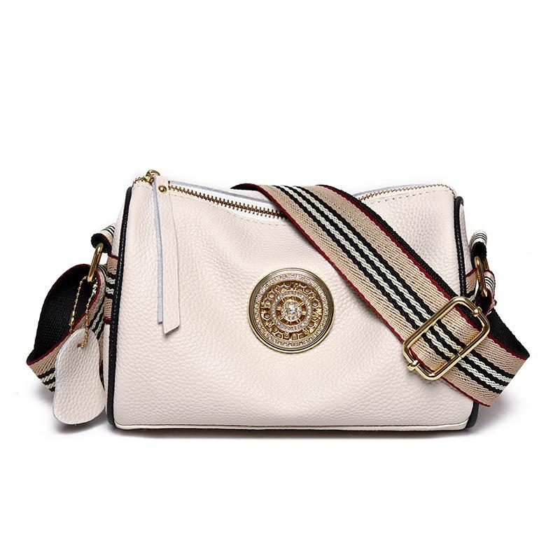 KaiTingu Leren damestas Nieuwe eenvoudige mode brede band enkele schouder crossbody tas one Size wit