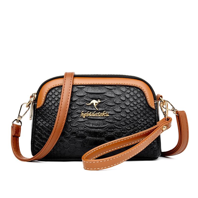 Kuluosidi Dames Kleine Tas Multi-Layer PU Schouder Crossbody Tas Moeder Tas zwart