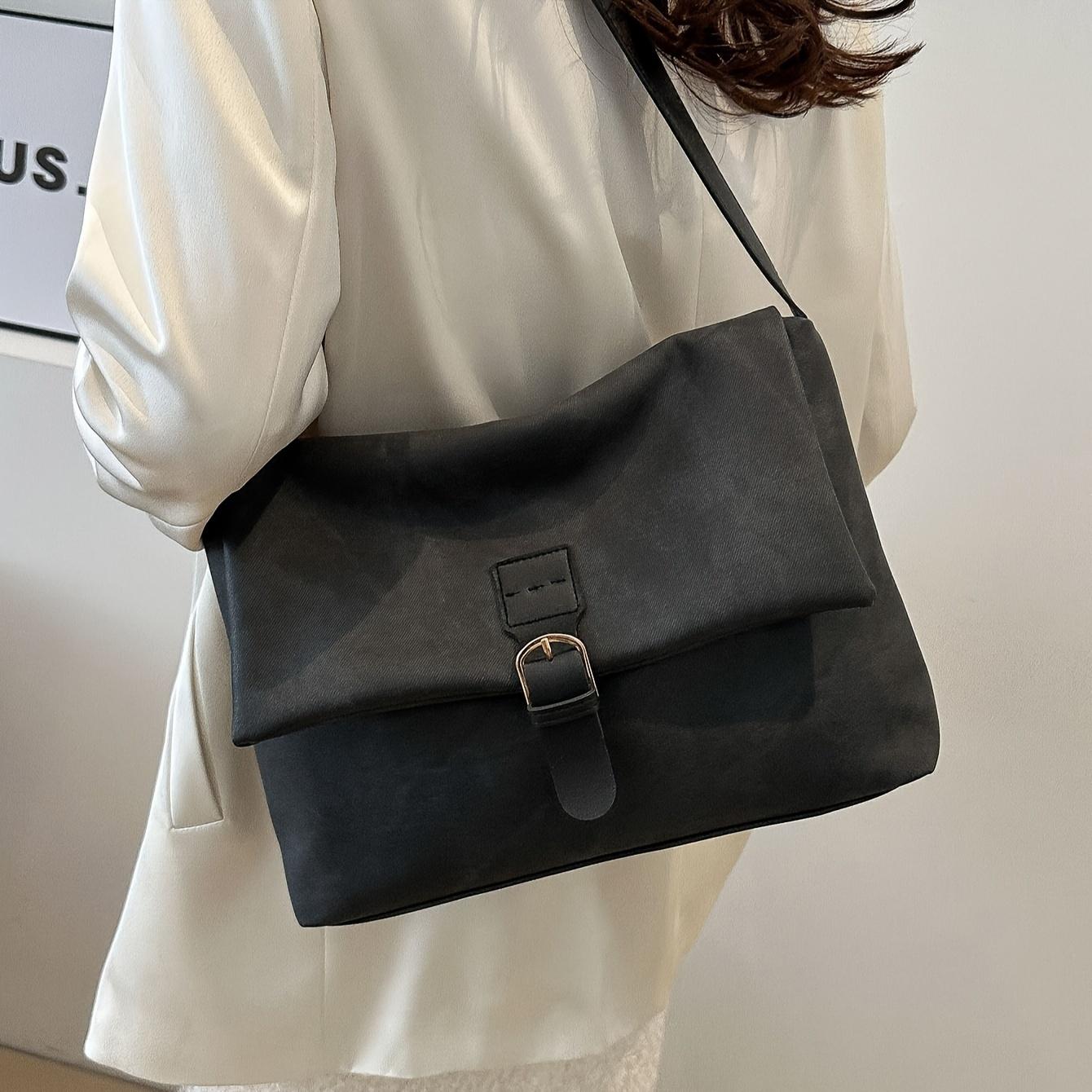Enjoytime H Vrouwen Vintage Stijl Leren Schoudertas Chic Design Casual Crossbody Satchel Elegante Dagelijkse Forensentas zwart