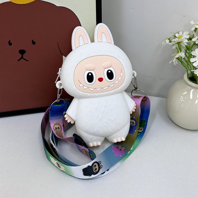 TongMeng Bag Supplies Zomer Nieuw Super Populair Kinderen Wisseltasjes Schattige Cartoon Zachte Siliconen Muntzakje voor Meisje en Jongen Trendy Macaron Mini Messenger Bag Kind Vakantiecadeau wit