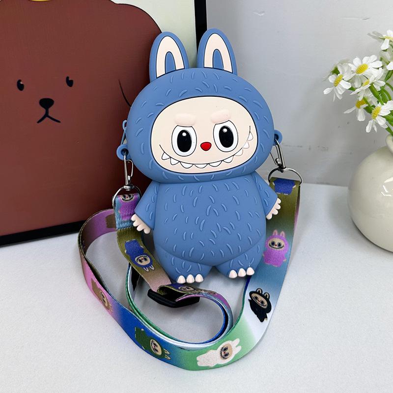 TongMeng Bag Supplies Zomer Nieuw Super Populair Kinderen Wisseltasjes Schattige Cartoon Zachte Siliconen Muntzakje voor Meisje en Jongen Trendy Macaron Mini Messenger Bag Kind Vakantiecadeau blauw