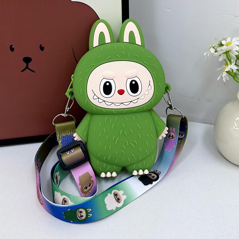 TongMeng Bag Supplies Zomer Nieuw Super Populair Kinderen Wisseltasjes Schattige Cartoon Zachte Siliconen Muntzakje voor Meisje en Jongen Trendy Macaron Mini Messenger Bag Kind Vakantiecadeau groen