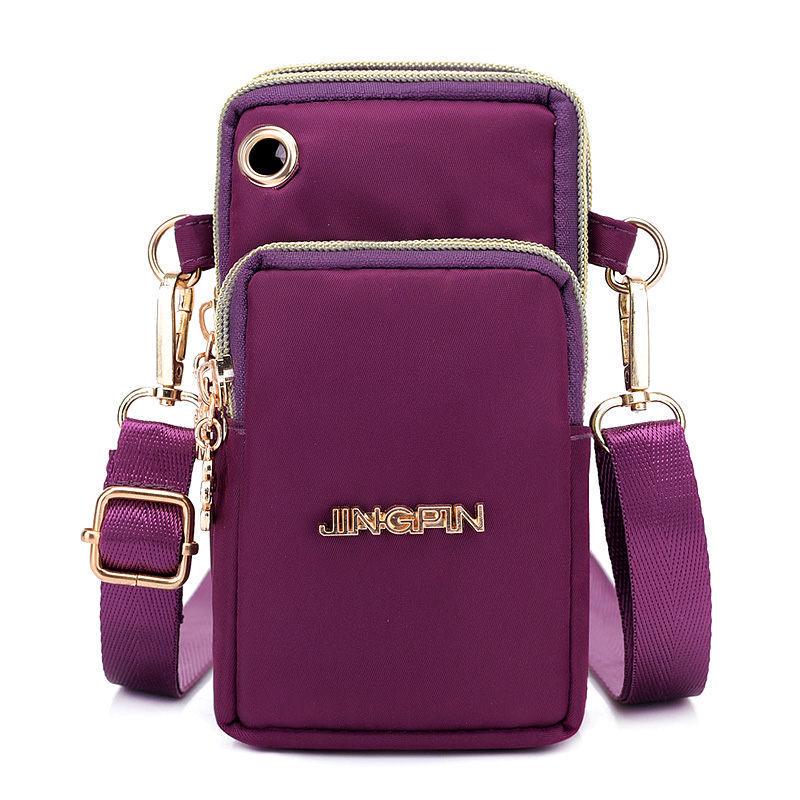 Yogodlns Outdoor Sport Mobiele telefoon tas Hardlopen Polstas Klein muntzakje Portemonnee (schouder / Hangende nek) 17*5*12cm paars