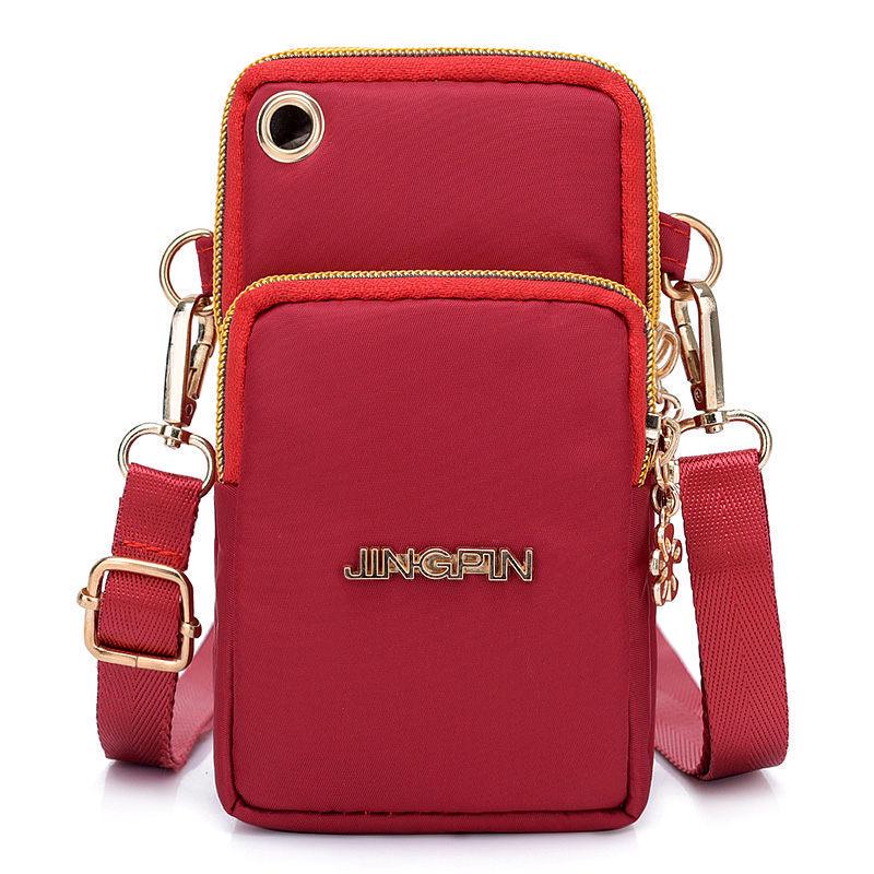 Yogodlns Outdoor Sport Mobiele telefoon tas Hardlopen Polstas Klein muntzakje Portemonnee (schouder / Hangende nek) 17*5*12cm wijnrode kleur