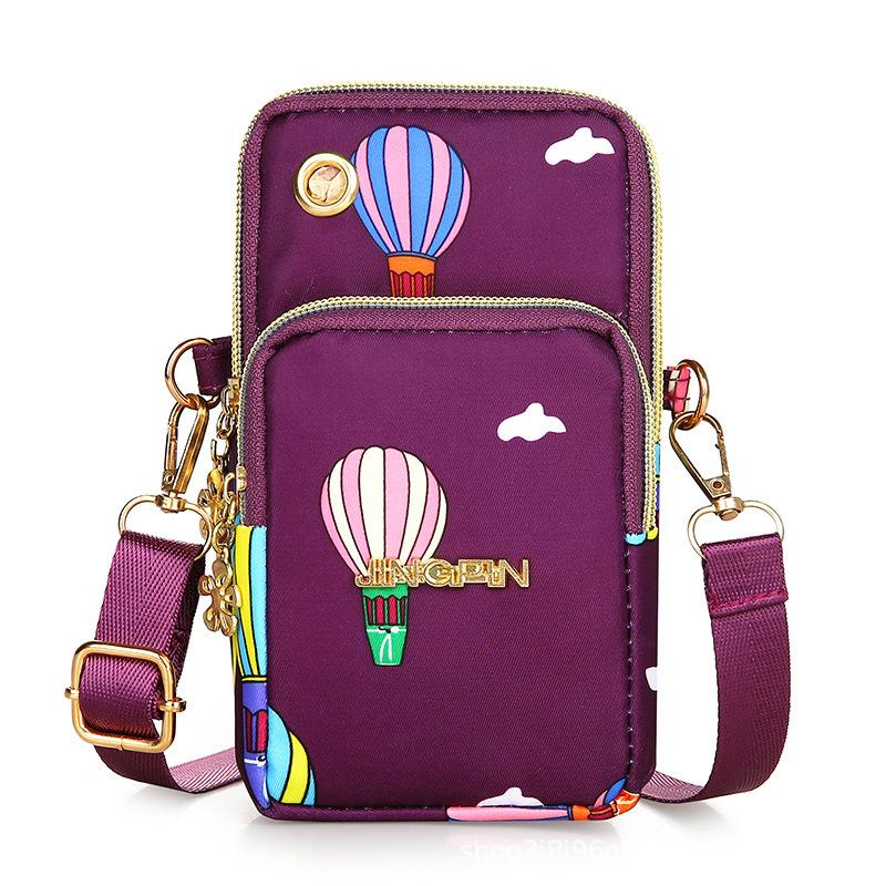 Yogodlns Outdoor Sport Mobiele telefoon tas Hardlopen Polstas Klein muntzakje Portemonnee (schouder / Hangende nek) 17*5*12cm wit/paars