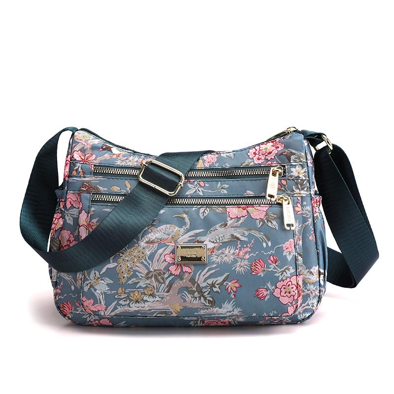 RUWB BAGS Mode Bloem Patroon Ontwerp Dames Schoudertas Nieuwe Dames Reistas Hoge Kwaliteit Leer Dames Messenger Bags Bolso Mujer Blue Phoenix