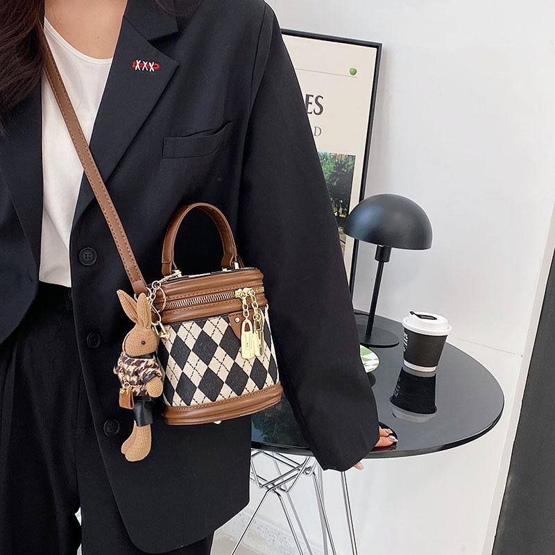 Tringa Vrouwen Crossbody tas Kunstleer Emmer tas Schoudertas Chic Mini portemonnee Hobo handtas Tote tas Vintage Lattice schattig