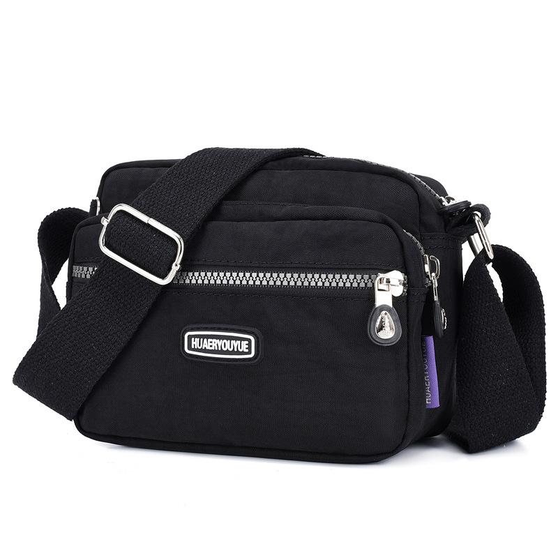 Yogodlns Vrouwen Waterdichte Nylon Schouder Messenger Bag Lichtgewicht Pakket Grote Capaciteit Casual Effen Kleur Reis Crossbody Tas Portemonnee 20x9x16cm zwart