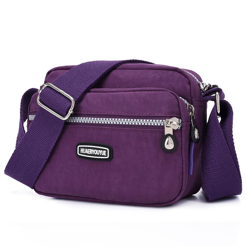 Yogodlns Vrouwen Waterdichte Nylon Schouder Messenger Bag Lichtgewicht Pakket Grote Capaciteit Casual Effen Kleur Reis Crossbody Tas Portemonnee 20x9x16cm paars