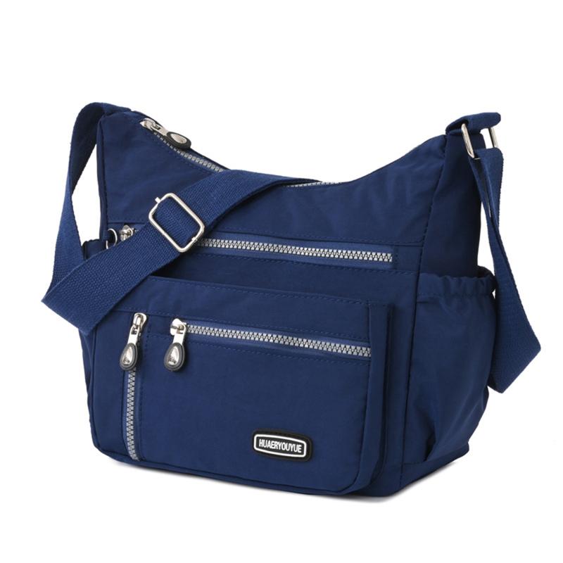 Your favorite bag Mode Casual Nylon Doek Messenger Bag Voor Vrouwen Schoudertassen Multi Layer Vrouwelijke Crossbody Tassen Waterdichte Moedertas Portemonnee marineblauwe kleur