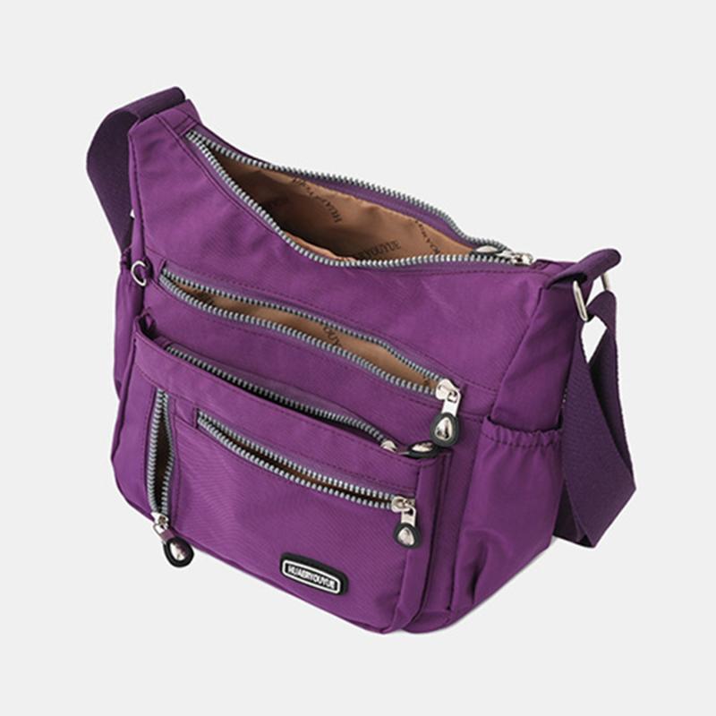 Your favorite bag Mode Casual Nylon Doek Messenger Bag Voor Vrouwen Schoudertassen Multi Layer Vrouwelijke Crossbody Tassen Waterdichte Moedertas Portemonnee paars