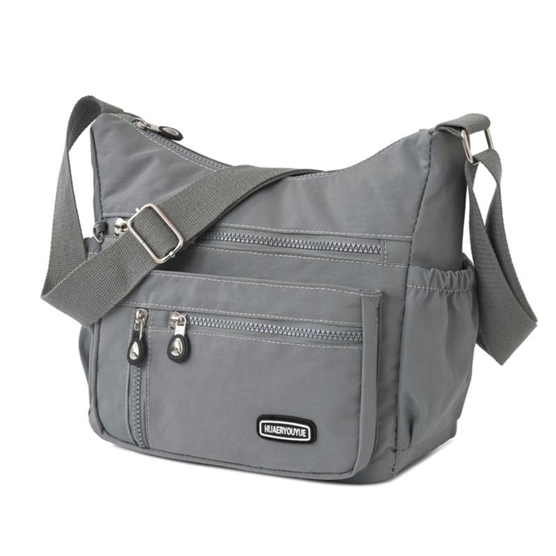 Your favorite bag Mode Casual Nylon Doek Messenger Bag Voor Vrouwen Schoudertassen Multi Layer Vrouwelijke Crossbody Tassen Waterdichte Moedertas Portemonnee grijs