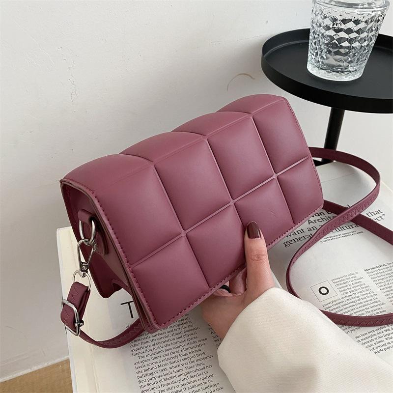 Hi Blossom Dames stedelijke effen kleur eenvoudige kleine vierkante crossbody schoudertas OneSize donkerpaarse kleur