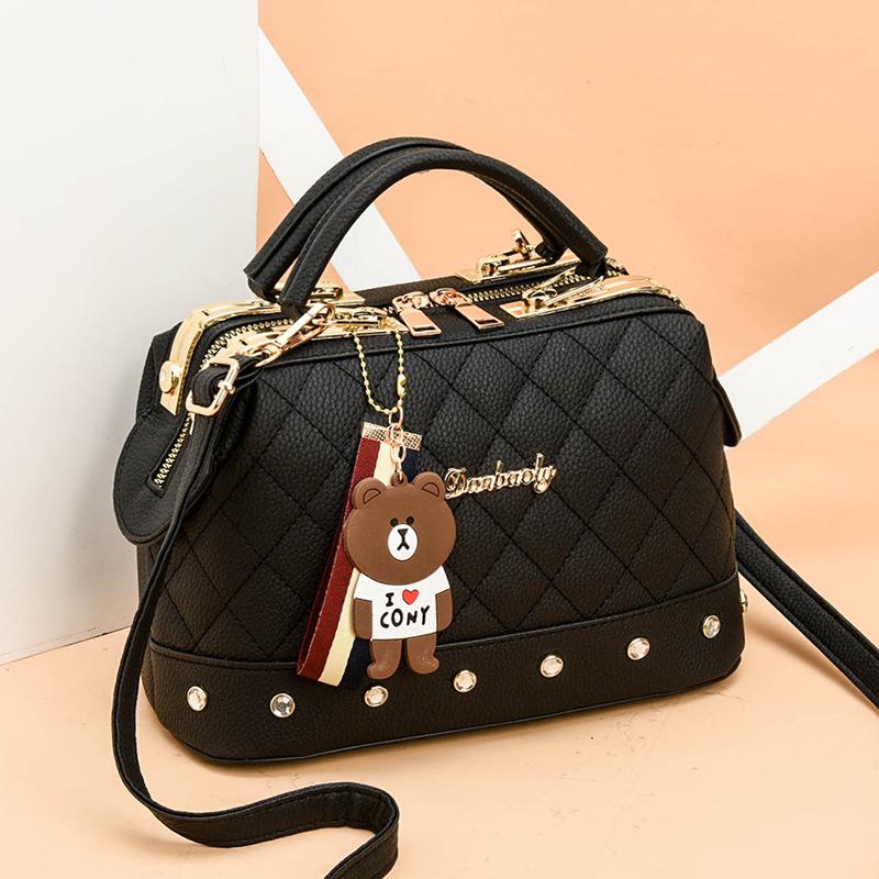 Happy Market Lente- en zomertrend Nieuwe stijl Koreaanse mode-handtassen Schoudertas Eén schouder Crossbody-tas zwart