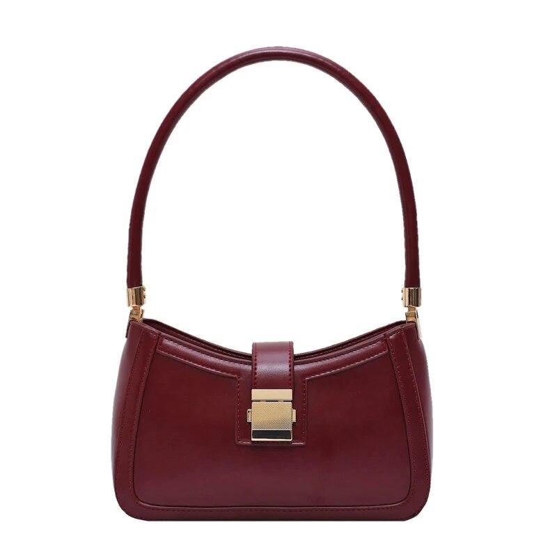 RUWB BAGS Schoudertassen voor dames Effen kleur PU-leer 2024 Trend Lock Handtassen Kleine portemonnee Hand Lady Designer Rits Clutch rood