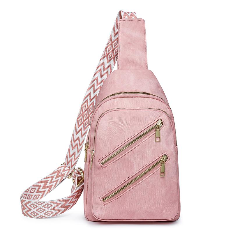 Kuluosidi Crossbody tas Dames borsttas Dubbellaags reis schoudertas Mobiele telefoon tas roze