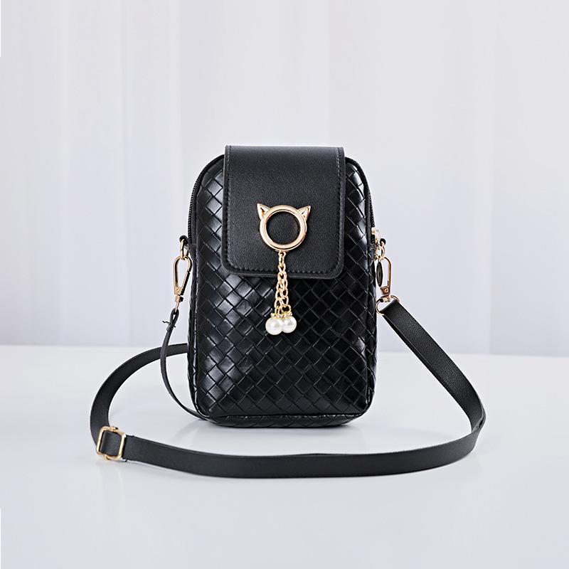 CrossCart Dames Crossbody Mobiele Telefoon Tas - 2022 Trendy Mode Portemonnee & Mini Geweven Tas zwart