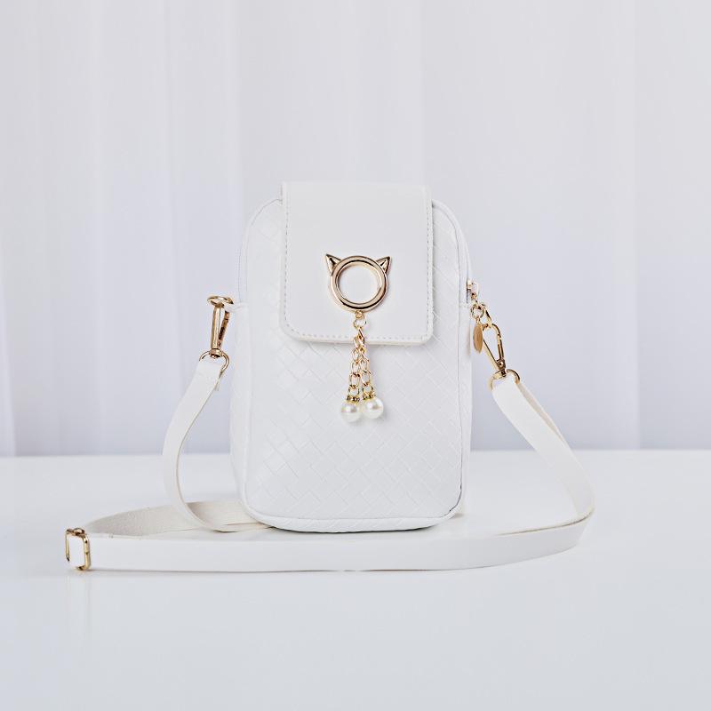 CrossCart Dames Crossbody Mobiele Telefoon Tas - 2022 Trendy Mode Portemonnee & Mini Geweven Tas wit