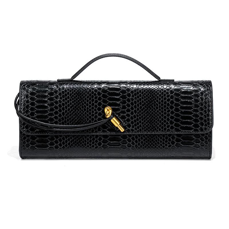 VantaGoods Luxe avondbaguettetas met pythonpatroon: Retro hand-, schouder- en koerierstas voor vrouwen 31.5 x 4 x 11 cm