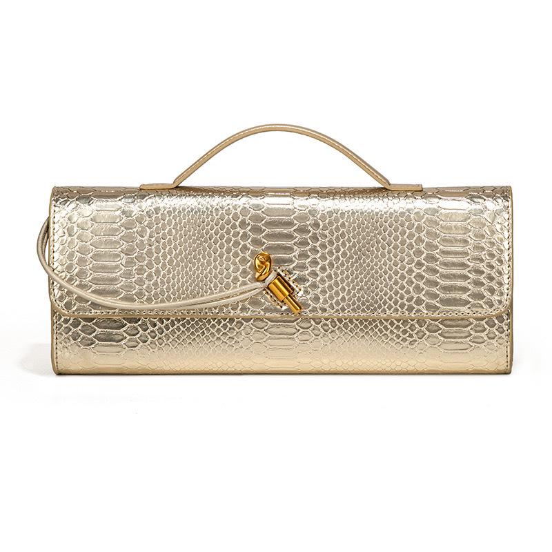 VantaGoods Luxe avondbaguettetas met pythonpatroon: Retro hand-, schouder- en koerierstas voor vrouwen 31.5 x 4 x 11 cm