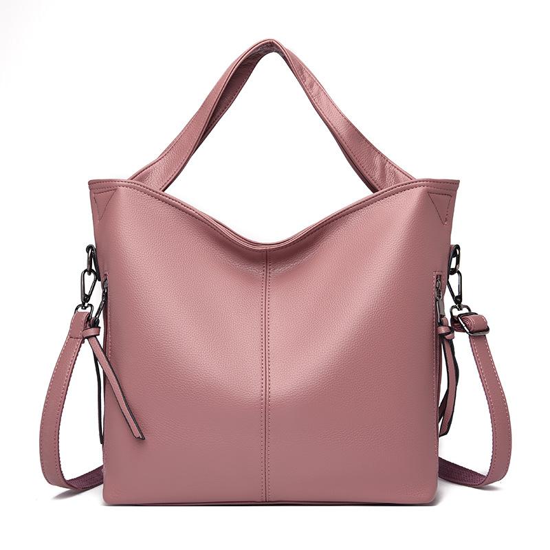 Warm clothes family Grote capaciteit middelbare leeftijd moeder tas modieuze luxe zachte leren dames handtas rits aan beide zijden effen kleur dames schoudertas 32*13*30 paars