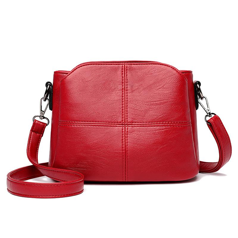 NK39UR Dames Retro Design Crossbody Tas Trend Kwaliteit PU Lederen Bucket Schoudertassen Kleine Handtassen 23x12x17cm rood