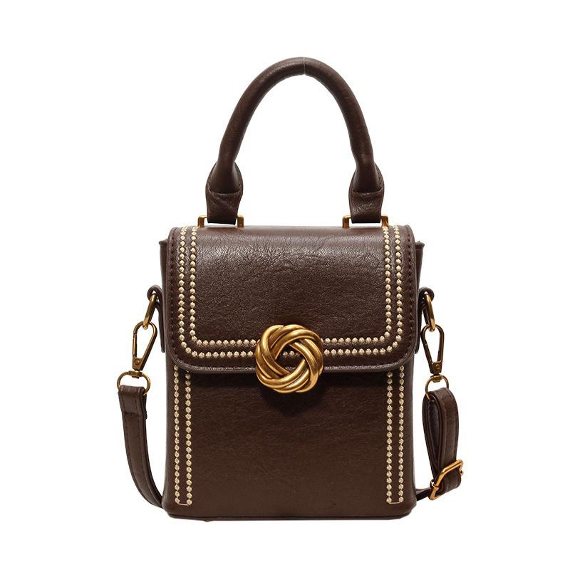 Fancy Lady High-end Retro Box Tas voor Vrouwen 2024 Nieuwe Mode Draagbare Schoudertas Veelzijdige Casual Woon-werkverkeer Crossbody Tas one size koffie