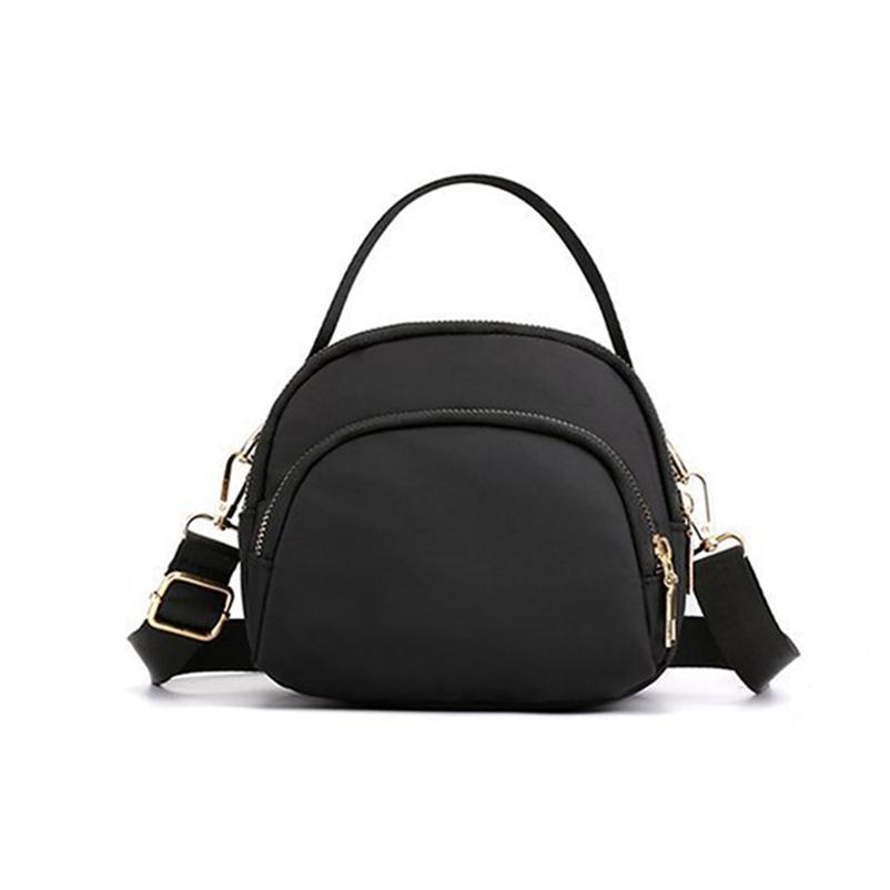 Allstars Mode Multilayer Mini Handtas Nylon Doek Schouder Messenger Bag Grote Capaciteit Waterdichte Tas zwart