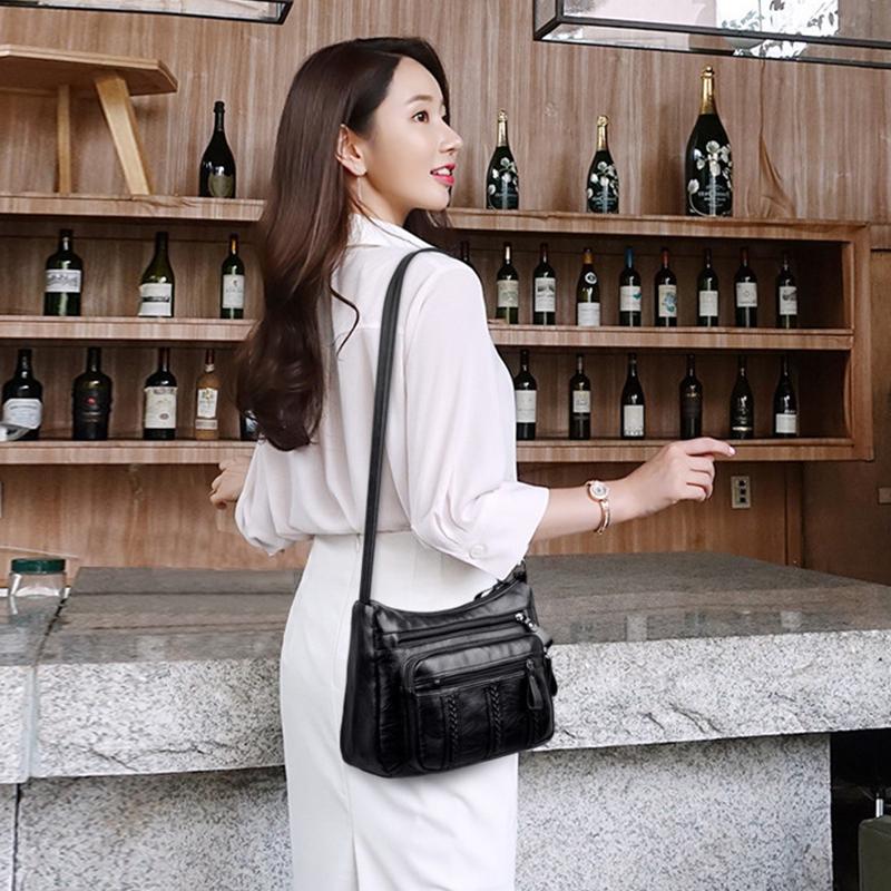 VIA ROMA Damestas moedertas nieuwe tas damesmode eenvoudige schoudertas crossbody tas klein zwart