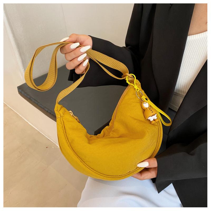 VIA ROMA Eenvoudige en modieuze knoedeltas Crossbodytas voor dames Katoenen kleine stoffen tas Schoudertas Draagtas one size geel