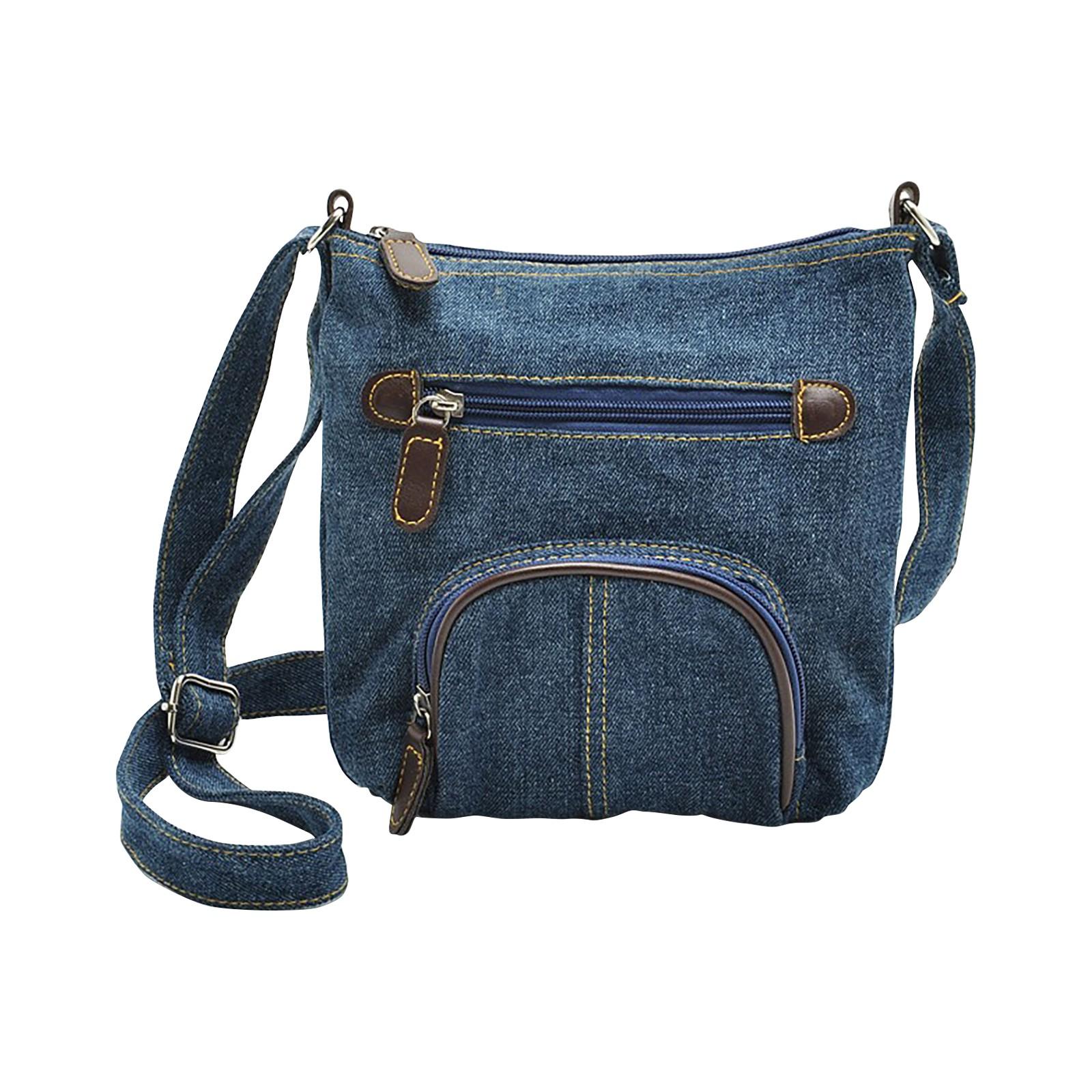 Linglong Vrouwen Casual Schouder Denim Tas Verstelbare Multi Pocket Crossbody Tassen One Size
