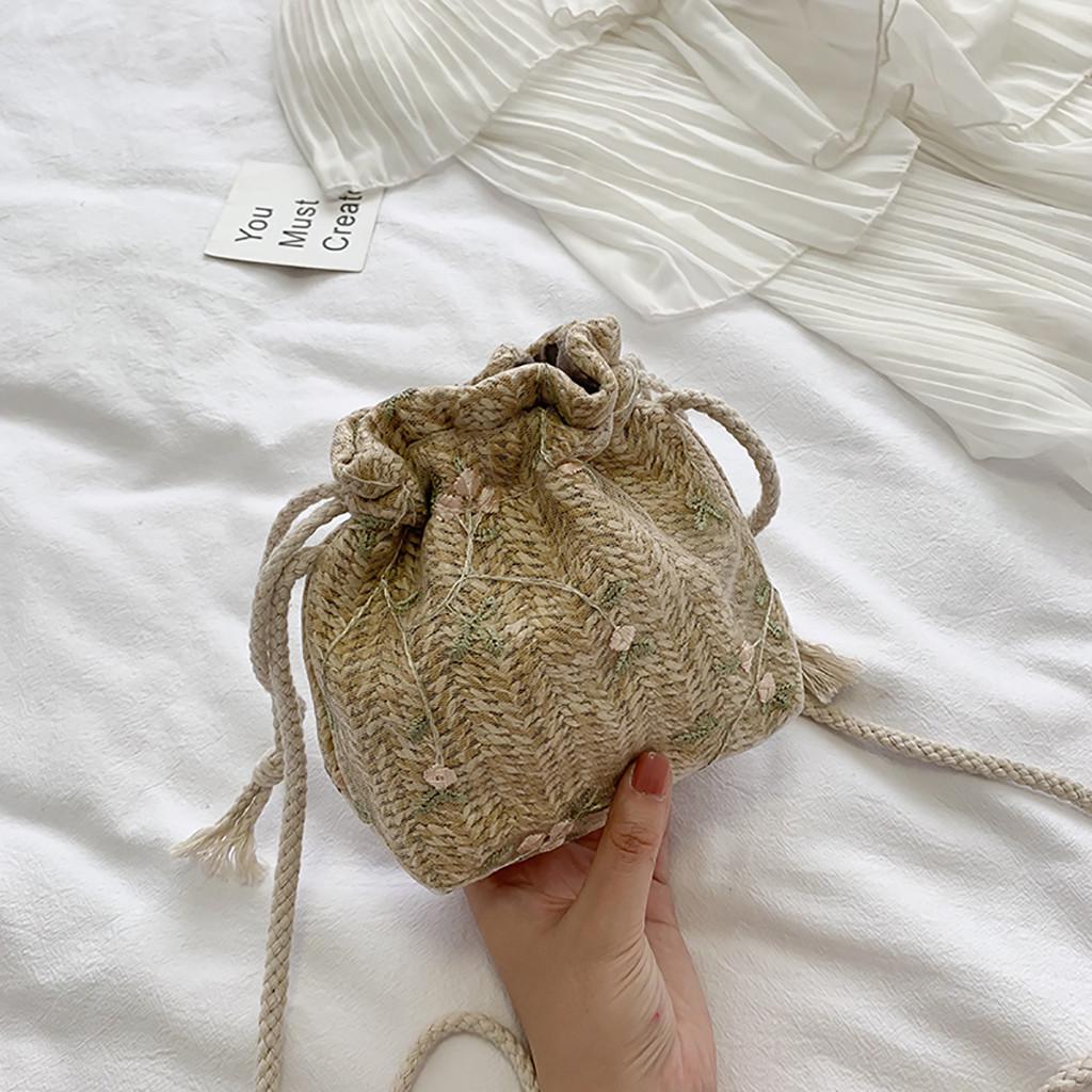 Ren Fashion Women  Crossbody Fashion One Shoulder Drawstring Dumplings kaki