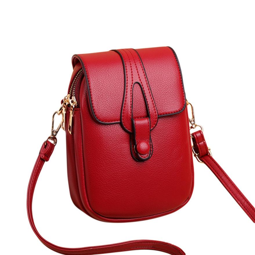 Colorful Bag Dubbellaagse verticale mobiele telefoontas Dames Casual schoudertas Diagonaal rood