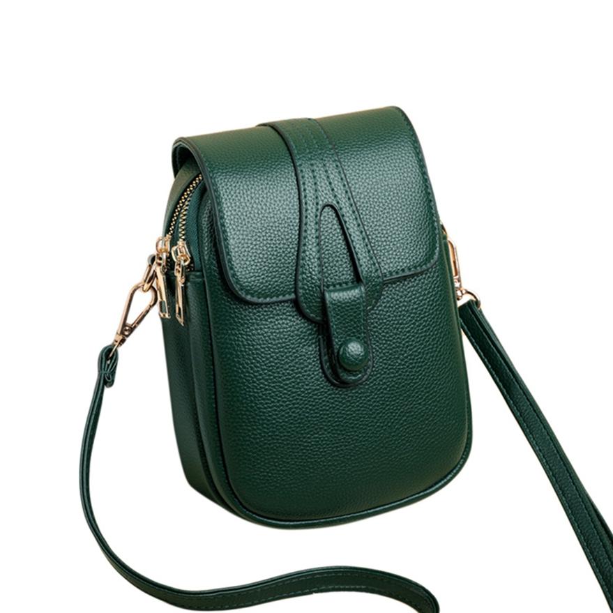 Colorful Bag Dubbellaagse verticale mobiele telefoontas Dames Casual schoudertas Diagonaal groen