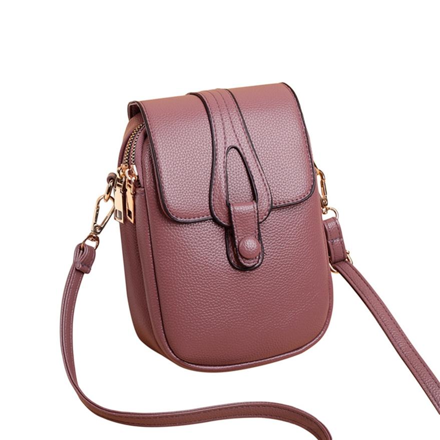 Colorful Bag Dubbellaagse verticale mobiele telefoontas Dames Casual schoudertas Diagonaal paars