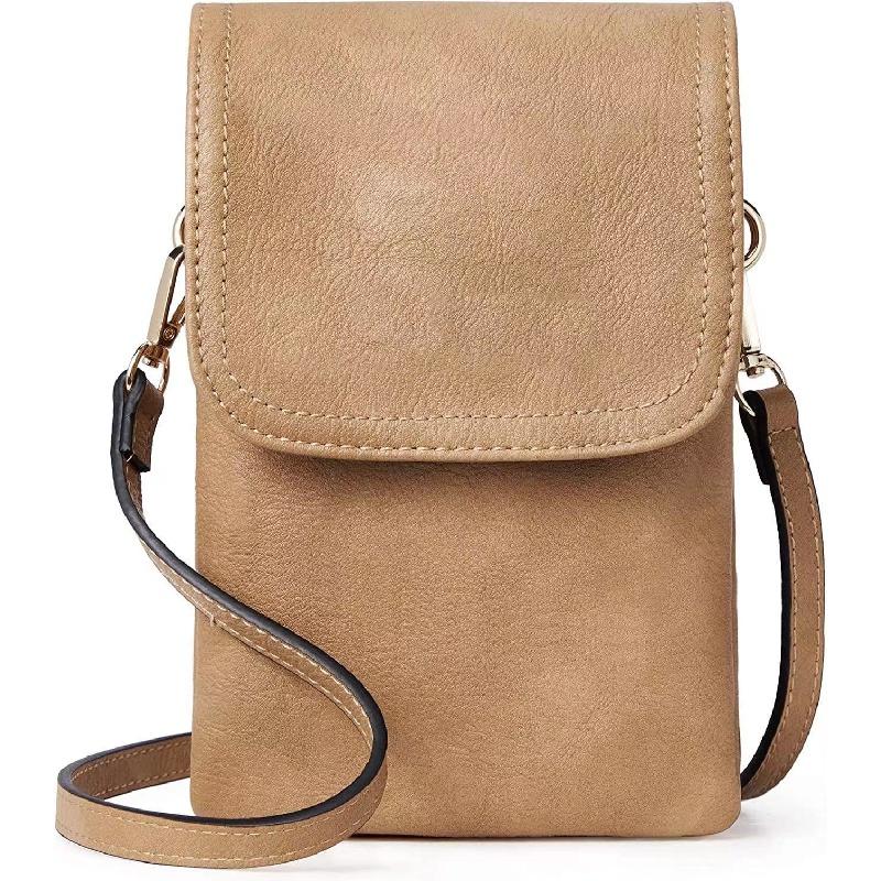 Yoghurt Veganistisch leren kleine crossbodytassen voor vrouwen Designer mobiele telefoon tas Dames portemonnee portemonnees met verstelbare band kameel