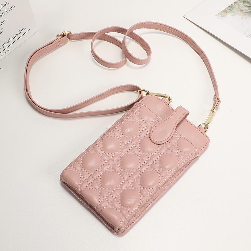 CrossCart Elegante Japans-Koreaanse crossbody-telefoontas met verstelbare band en geborduurd ontwerp roze