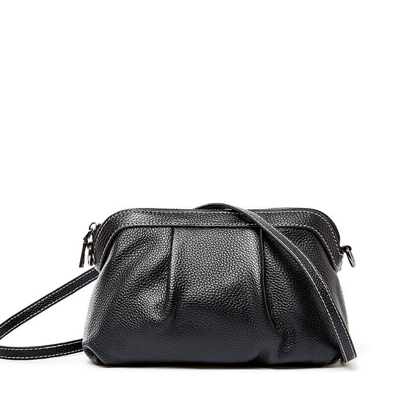 Zency Nieuw model dames messenger bag 100% echt leer hoge kwaliteit kleine hobotassen dagelijkse casual dames schoudertas zwart grijs zwart