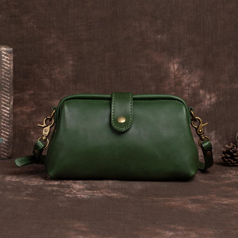 Johnature Echt Leer Eenvoudige Dames Kleine Tas Vrijetijds Natuurlijk Zacht Koeienhuid Effen Kleur Veelzijdige Schouder- & Crossbodytassen groen