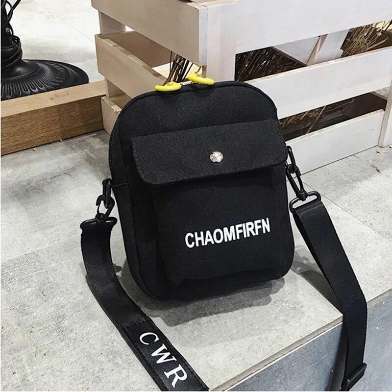 Enjoytime H Dames schoudertas borsttas bedrukt schattige portemonnee multifunctionele mobiele telefoon canvas kleine portemonnee crossbody tassen vrouwelijke tas zwart