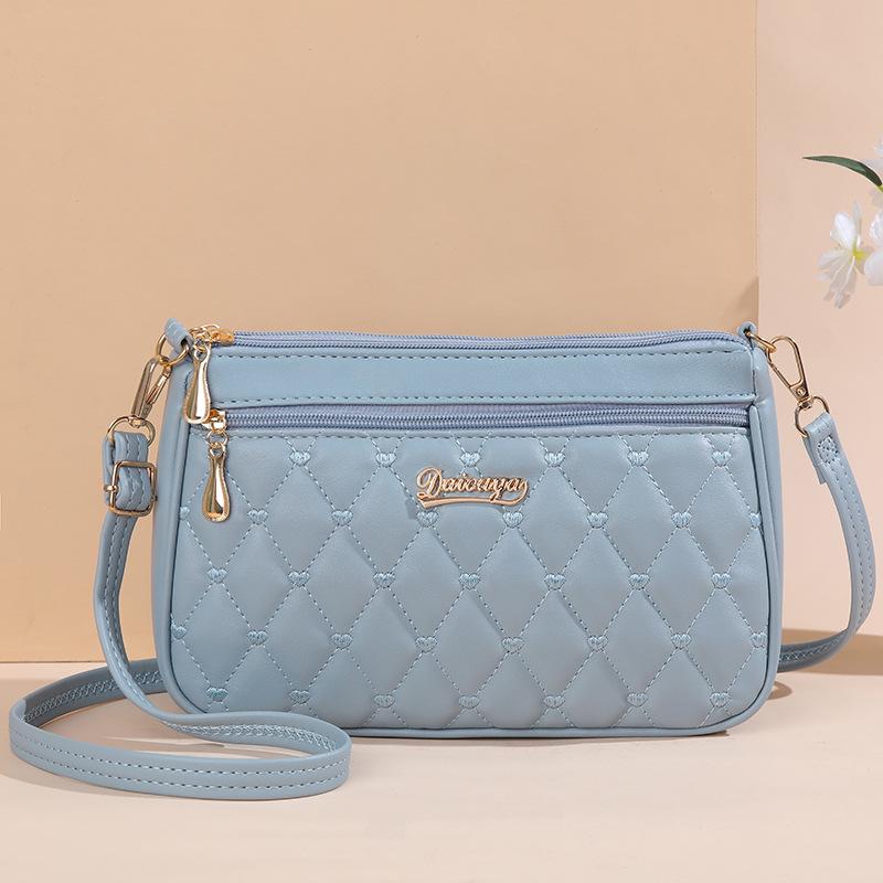 KaiTingu Mooie geborduurde sling bag dames meerdere zakken en schoudertas met grote capaciteit mode damestas 25x6x17cm lichtblauwe kleur