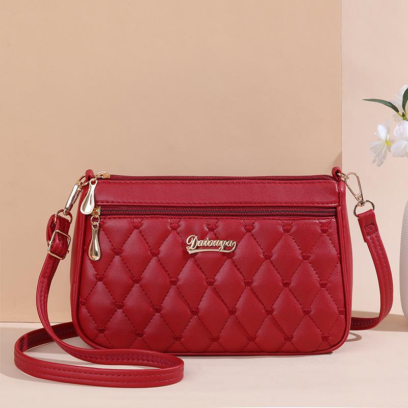 KaiTingu Mooie geborduurde sling bag dames meerdere zakken en schoudertas met grote capaciteit mode damestas 25x6x17cm rood